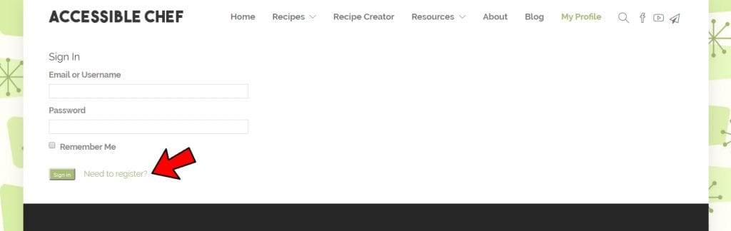 Register for profile