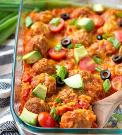 taco meatball bake