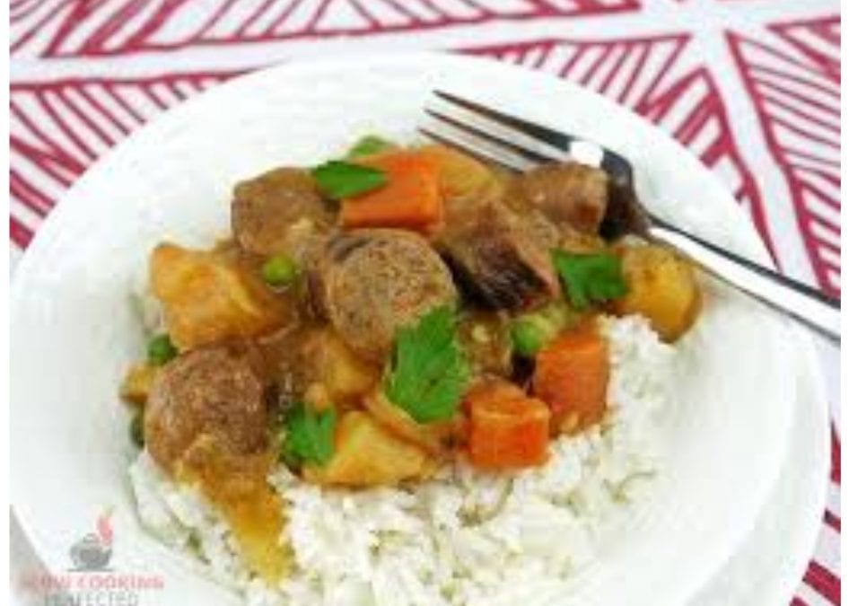 coconut curried sausages