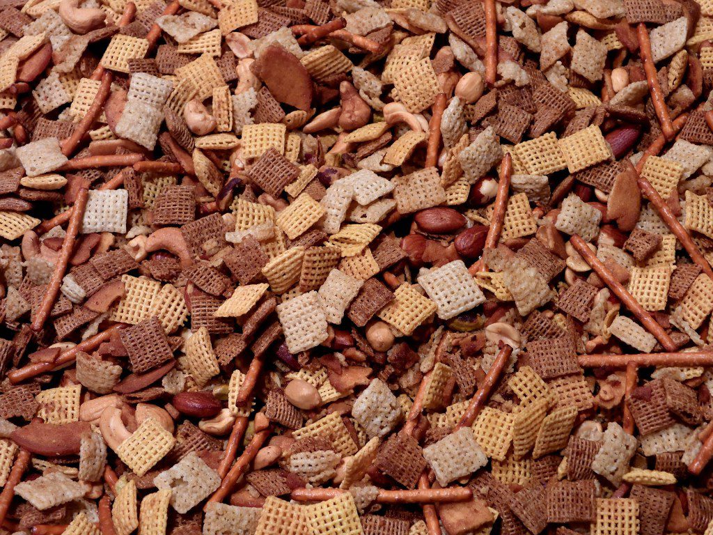 chex mix with nuts and pretzels