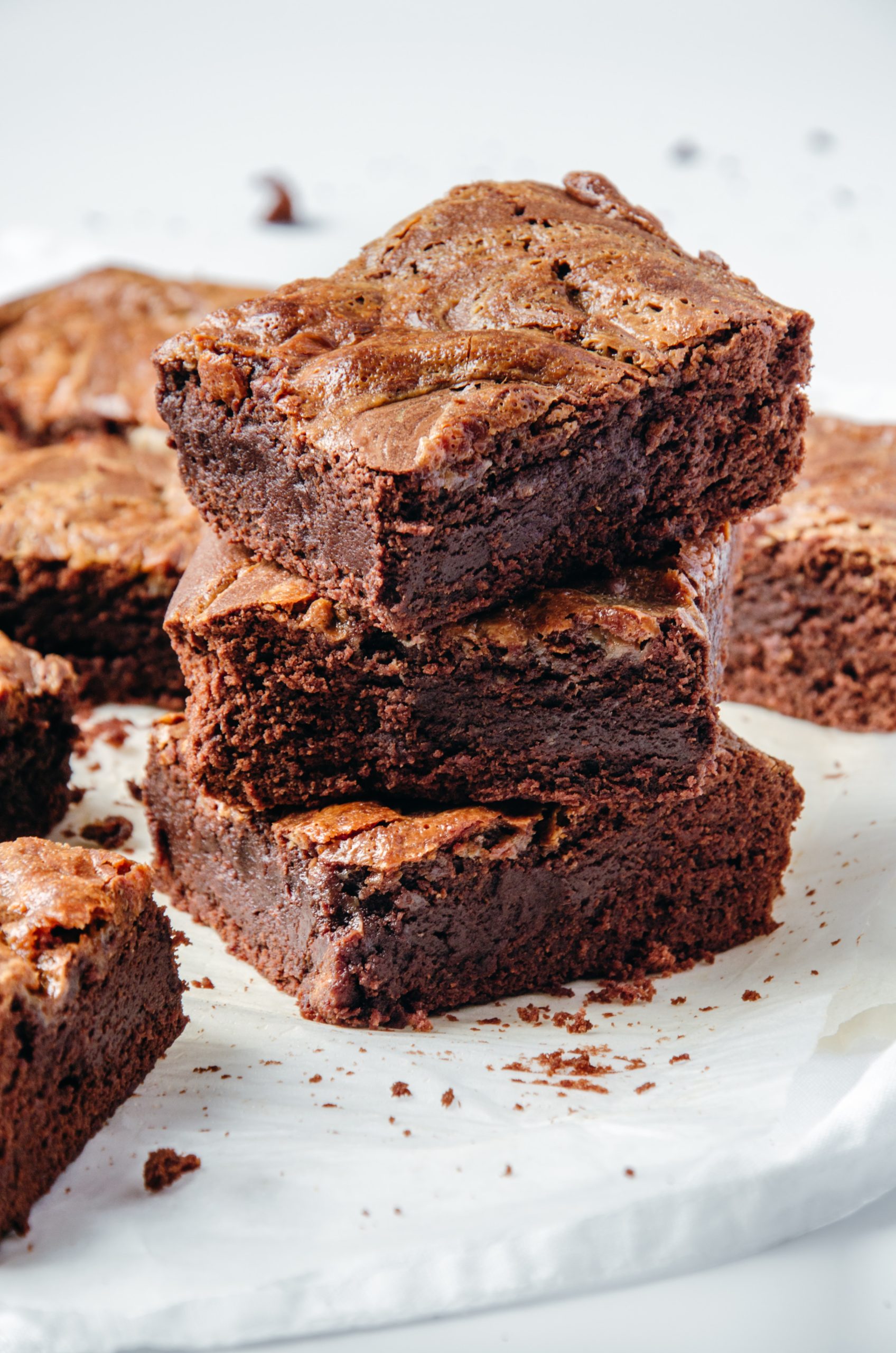 photo of stack of chocolate brownies