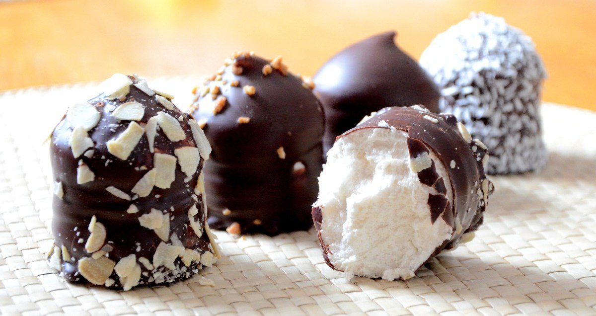 photo of marshmallows dipped in chocolate